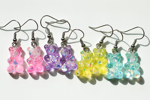glitter gummy bear earrings