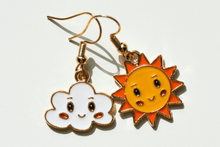 Load image into Gallery viewer, happy sun and cloud earrings
