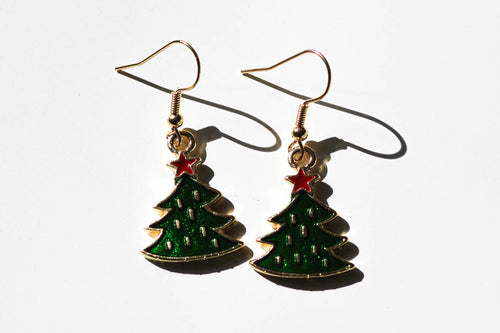 holiday christmas tree earrings