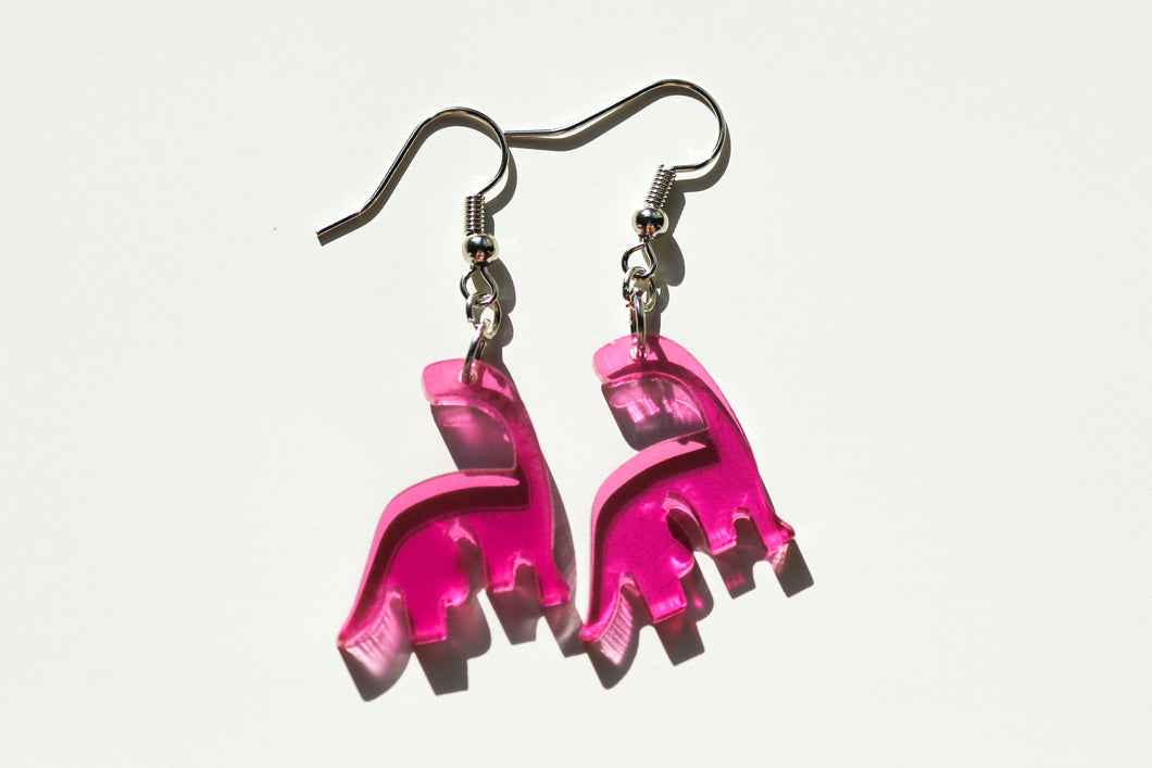 pink dinosaur earrings