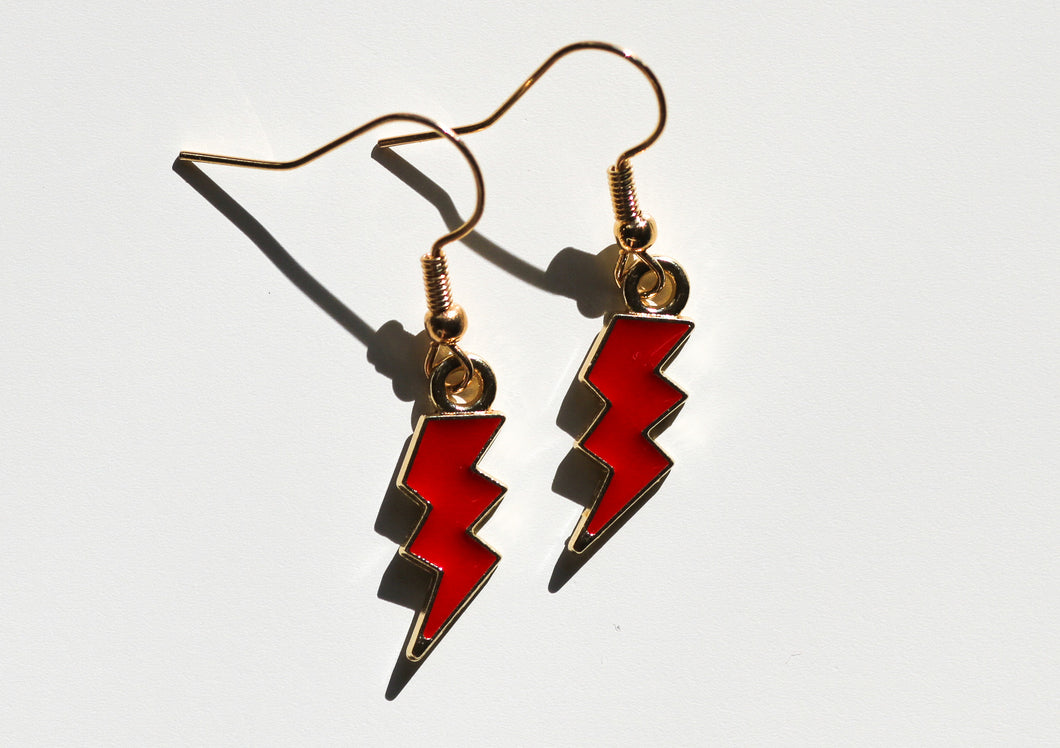 red lightning bolt earrings