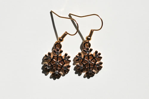 gold snowflake earrings
