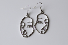 Load image into Gallery viewer, silver abstract face earrings
