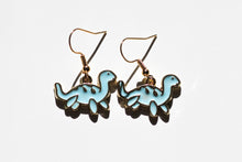 Load image into Gallery viewer, blue dinosaur charm earrings
