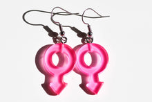 Load image into Gallery viewer, pink boy symbol clear earrings
