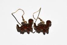 Load image into Gallery viewer, brown dinosaur charm earrings
