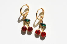 Load image into Gallery viewer, cherry jewel earrings huggie hook
