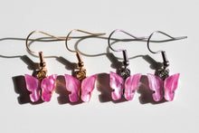 Load image into Gallery viewer, dark pink butterfly earrings
