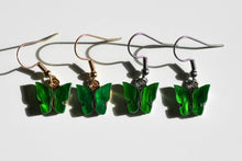 Load image into Gallery viewer, green butterfly earrings
