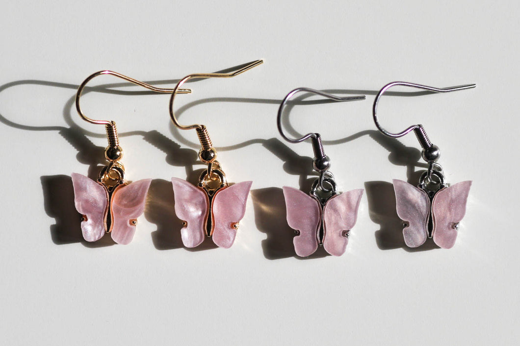 light pink butterfly earrings