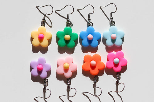 colorful flower earrings