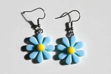 Load image into Gallery viewer, blue daisy flower earrings
