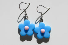 Load image into Gallery viewer, dark blue colorful flower earrings

