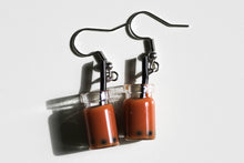 Load image into Gallery viewer, dark brown boba tea earrings
