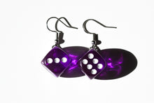 Load image into Gallery viewer, dark purple dice earrings
