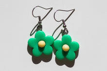 Load image into Gallery viewer, green colorful flower earrings
