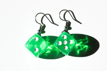 Load image into Gallery viewer, green dice earrings

