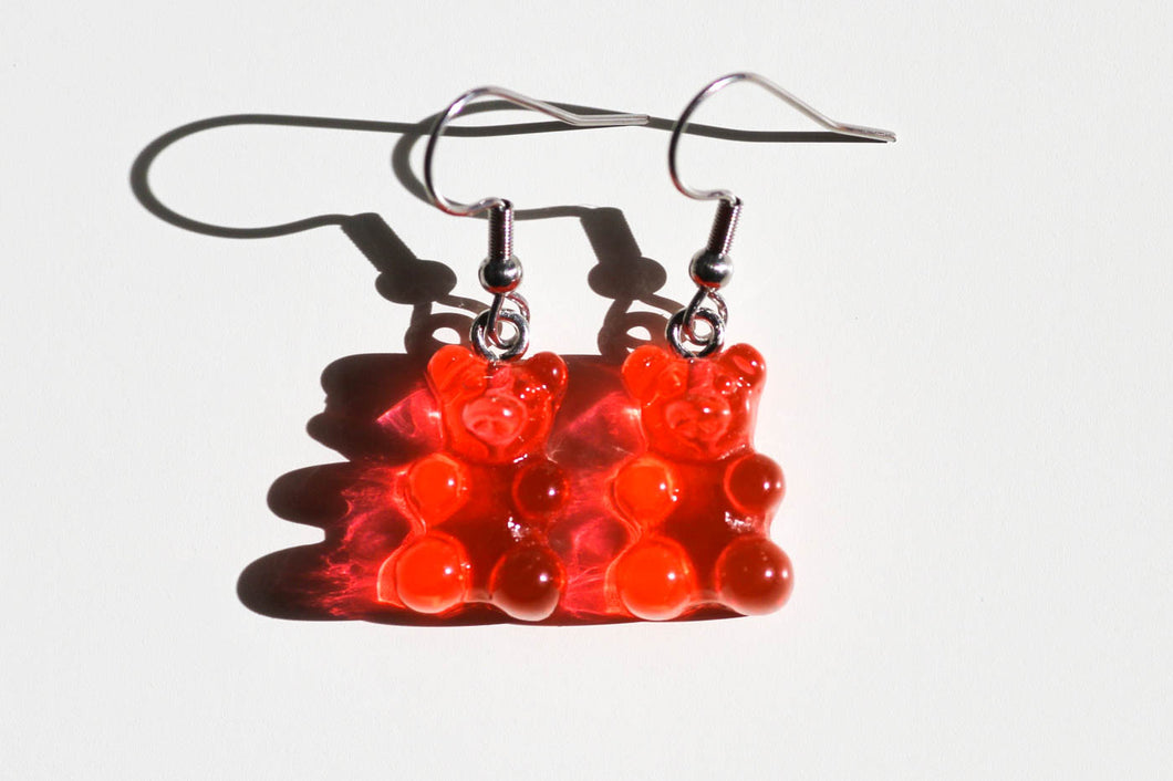 red gummy bear earrings