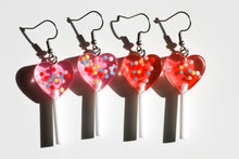 Load image into Gallery viewer, heart lollipop earrings
