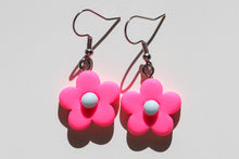 Load image into Gallery viewer, hot pink colorful flower earrings
