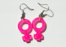 Load image into Gallery viewer, hot pink Girl Symbol Earrings
