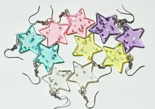 glitter star earrings