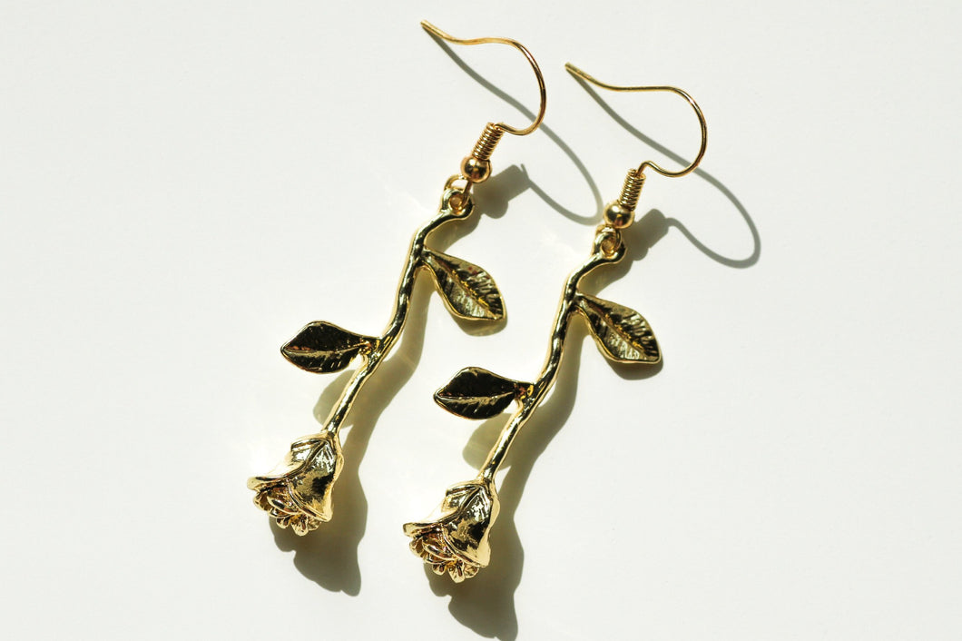 golden rose earrings