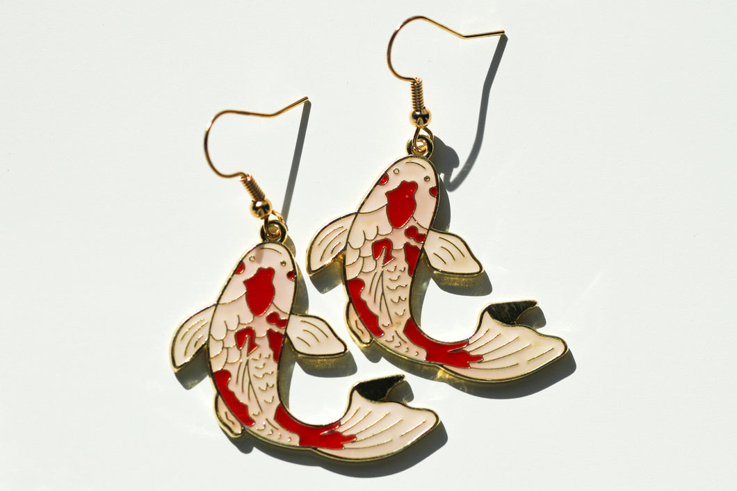 red koi fish earrings