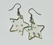Load image into Gallery viewer, clear glitter star earrings

