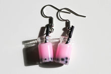 Load image into Gallery viewer, light pink boba tea earrings
