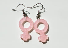 Load image into Gallery viewer, light pink Girl Symbol Earrings
