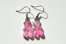 Load image into Gallery viewer, pink glitter gummy bear earrings
