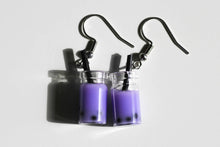 Load image into Gallery viewer, purple boba tea earrings
