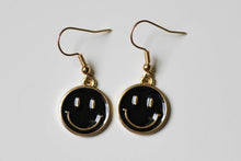 Load image into Gallery viewer, smiley face earrings black
