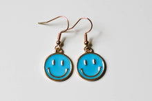 Load image into Gallery viewer, smiley face earrings blue
