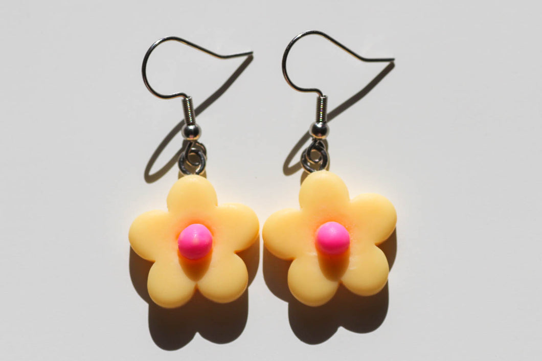yellow colorful flower earrings