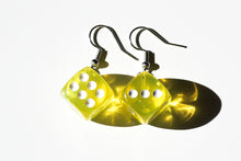 Load image into Gallery viewer, yellow dice earrings
