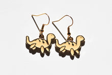 Load image into Gallery viewer, yellow dinosaur charm earrings
