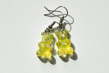 Load image into Gallery viewer, yellow glitter gummy bear earrings

